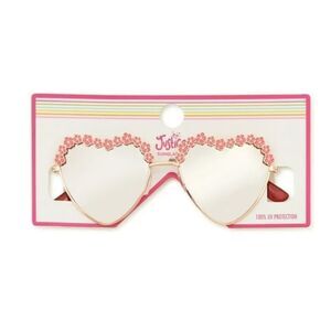 Justice Girls Kids Heart-Shaped Sunglasses with Pink Flower Accents